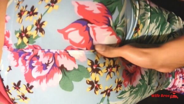 He's fucking my floral leggings, hot blue thong and pussy with his BBC - Image 2